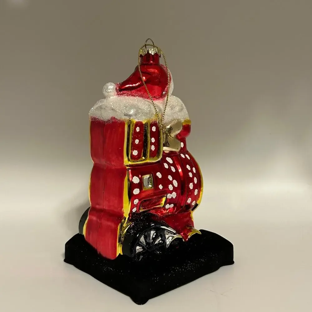 Glass Ornament Bear Train Far East Brokers 5.5